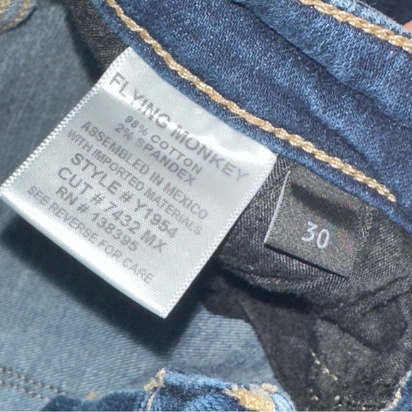 Flying Monkey High Rise Ripped Cuffed Stretch Skinny Jeans Size 30 - Picture 10 of 14